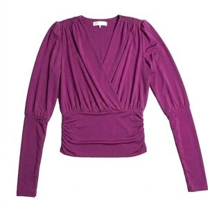 Wayf Small (Nordstrom) Light Purple Criss Cross Front Ruched Hem &Sleeves Blouse